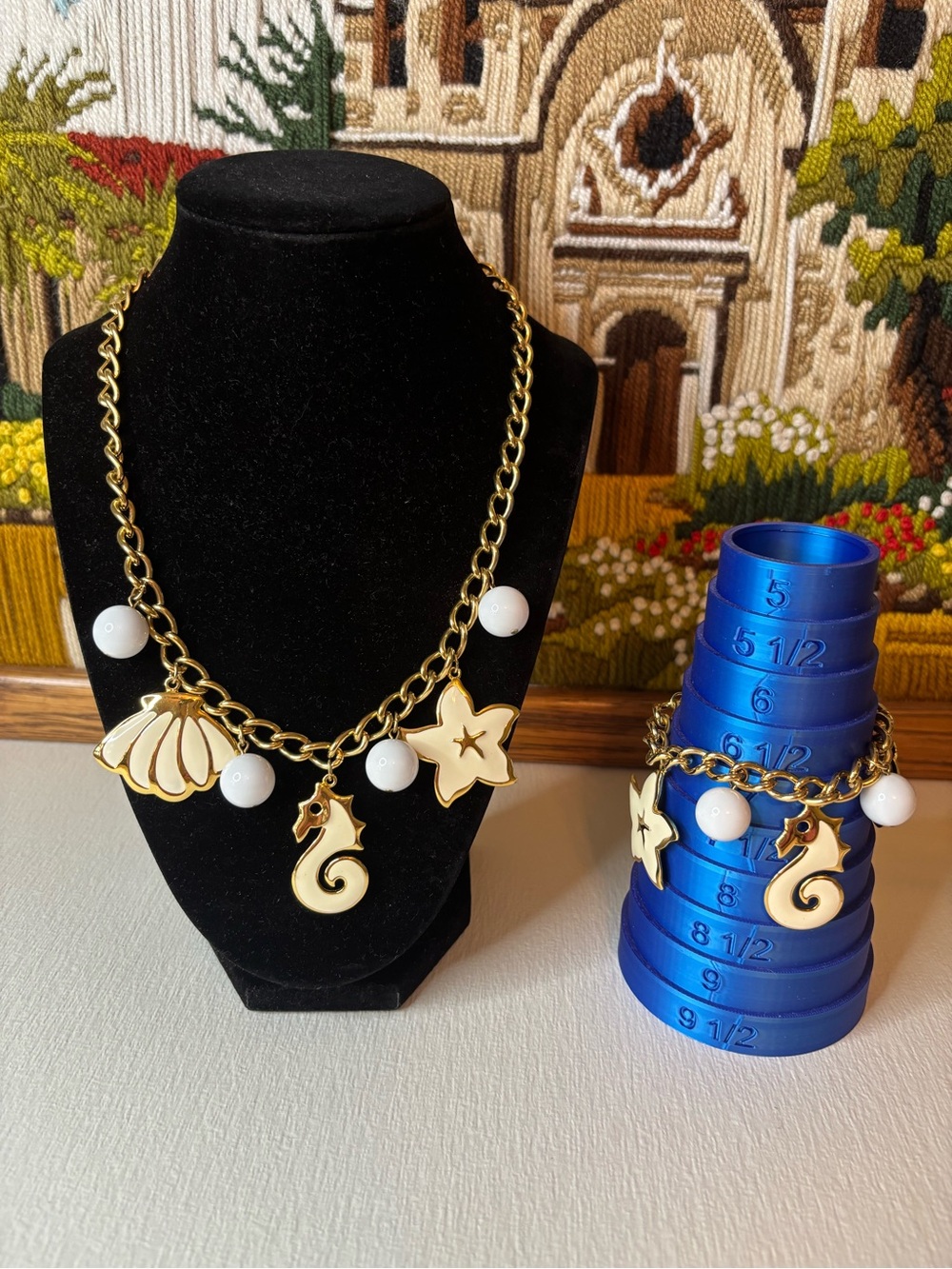 Napier Gold-Tone Sea Charm Necklace & Bracelet Set